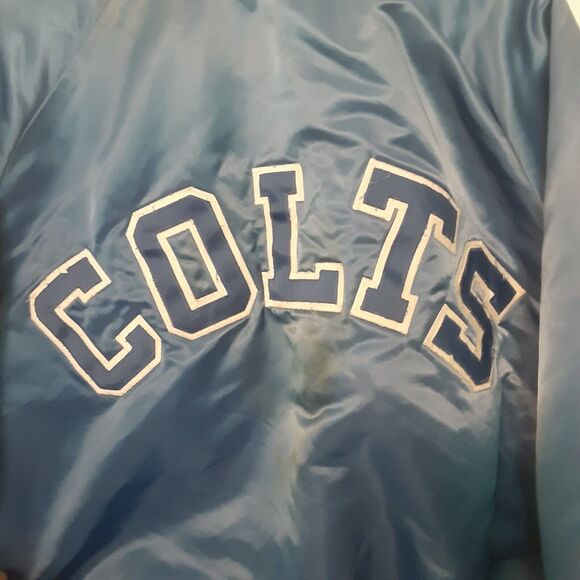 Vtg Indianapolis Colts Chalk Line Mens XL Back Arch Satin Bomber Jacket READ - Picture 8 of 10